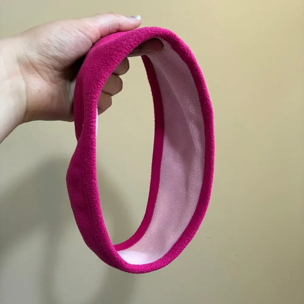 Pink two tone ear warmer headband fleece lined women's one size winter accessory